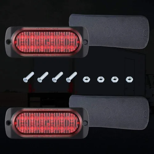 Miniatura 7 de Paquete de 2 luces traseras LED rojas de carcasa de aluminio, para remolque, freno y giro, cumple con DOT, impermeable, montaje en superficie, Rojo