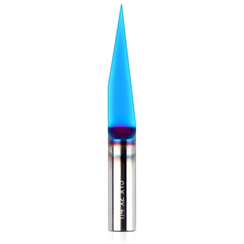 EANOSIC Broca de enrutador de ranura en V de 15 grados, vástago de 1/4 pulgadas, broca de carburo sólido con revestimiento azul nano para grabado y