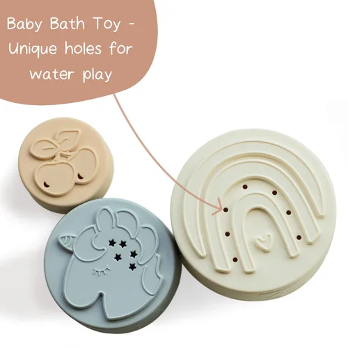 Miniatura 8 de Moonkie Juguete de tazas apilables, juguetes educativos divertidos para bebés, juguete de dentición suave de silicona, a partir de 6 meses, juego