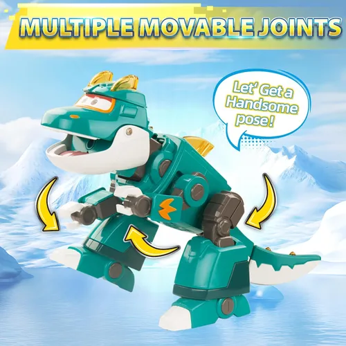 Miniatura 4 de Super Wings Toys Tino - Dinosaurio de 15 pulgadas, temporada 6, nuevo personaje, figuras de acción de Dinasour con niebla de agua, luz intermitente