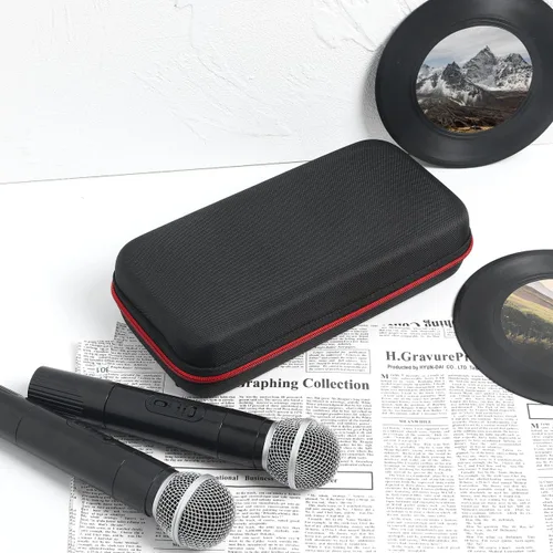 Miniatura 3 de IMIKEYA Caso: Caja de almacenamiento portátil Funda de EVA dura Bolsa de transporte Dual Handheld Mic a prueba de golpes con cremallera de viaje duro