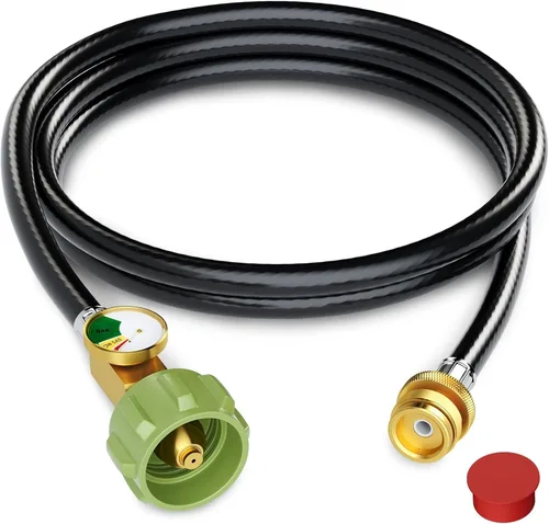 Miniatura 10 de Manguera adaptadora de propano trenzada de acero inoxidable de 5 pies para calentador Buddy y parrilla Blackstone, convertidor de tanque de 1 libra