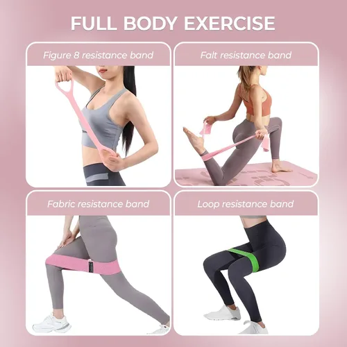 Miniatura 6 de Banda de resistencia, banda de pilates, bandas de entrenamiento para mujeres, banda de resistencia figura 8, juego de 14 bandas de ejercicio