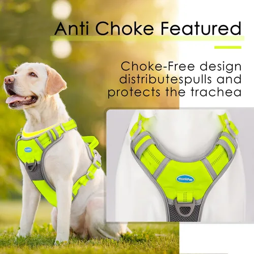 Miniatura 6 de ThinkPet Arnés deportivo transpirable, antitirones para perro, con asa, arnés reflectante y ajustable para perros medianos o grandes, clip trasero