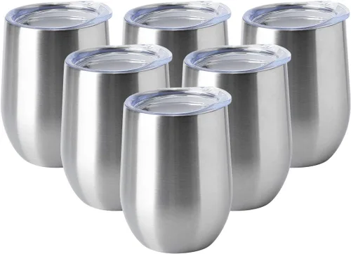 Miniatura 17 de HASLE OUTFITTERS Vaso de vino de 12 onzas con tapa, copas de vino sin tallo, tazas de viaje al vacío de doble pared, taza de café de acero Acero