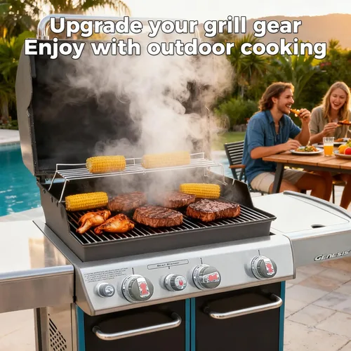 Miniatura 6 de QuliMetal 44.5 cm SUS304 Barras Aromatizadoras y Deflectores de Calor para Parrillas Weber Genesis 300 Series, Compatibles con Genesis E310 E320