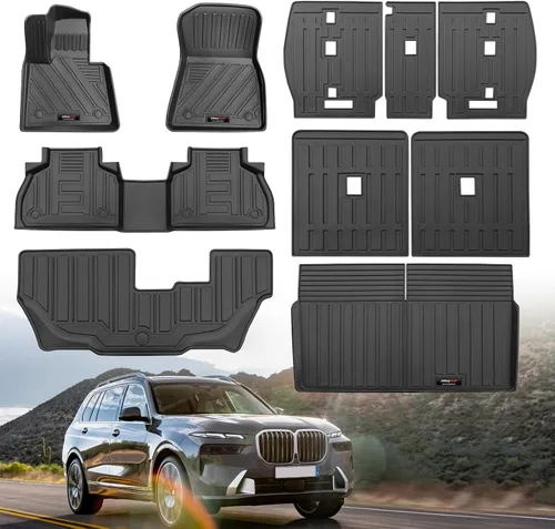 Miniatura 8 de Alfombrillas personalizadas para BMW X7 2019-2025 2026 de 6 asientos, 3 filas de forro de maletero de carga y tercer respaldo, alfombrillas
