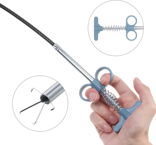 Miniatura 4 de HARFINGTON Herramienta de recogida de garras flexibles de 118 pulgadas, 4 garras de acero inoxidable, gancho de limpieza de alcantarillado, Gris