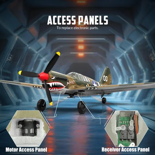 Miniatura 7 de VOLANTEXRC Avión RC, avión de combate P40 de control remoto de 4 canales con Aileron, giroscopio de 6 ejes, acrobacias aéreas para adultos