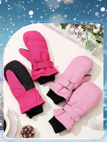 Miniatura 6 de SATINIOR 2 pares de guantes de nieve para niños, impermeables, guantes de esquí de invierno cálidos y gruesos para niñas y niños