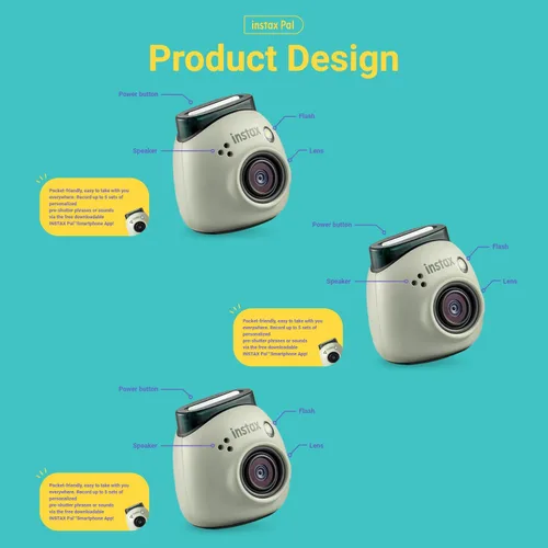 Miniatura 3 de FUJIFILM INSTAX PAL Fuji - Cámara digital rosa polvo + estuche personalizado y paquete de accesorios para tarjeta de memoria de 32 GB