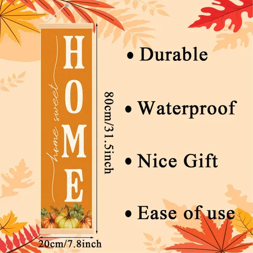 Miniatura 3 de Pancartas con texto en inglés «Happy Fall Y'all», pancarta de otoño para exteriores, decoración de cosecha de calabaza, decoraciones de Acción