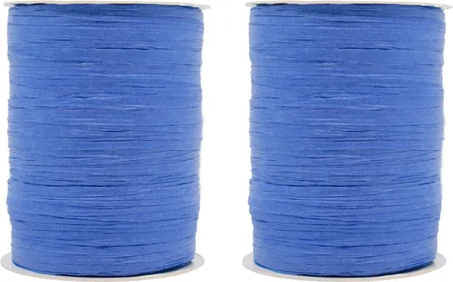 Miniatura 6 de Paquete de 2 rollos de cinta de rafia de papel de 200 yardas para embalaje y decoración de papel kraft (aguamarina)