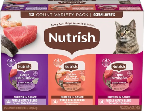 Miniatura 11 de Nutrish Ocean Fish-A-Licious - Alimento húmedo sin granos para gatos, mezcla de salud completa con pescado marino en copos reales y atún en salsa