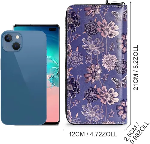 Miniatura 4 de APHISON Billetera para mujer, de gran capacidad, para tarjetas de crédito, RFID, monedero, luna, lindo, animal, floral, celular, pulsera, teléfono