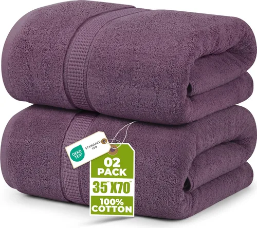 Utopia Towels - Toalla de baño gigante, 2 unidades, 17.69 oz/yd2 (600 gsm), 100% algodón hilado en anillo, altamente absorbentes y de secado rápido,