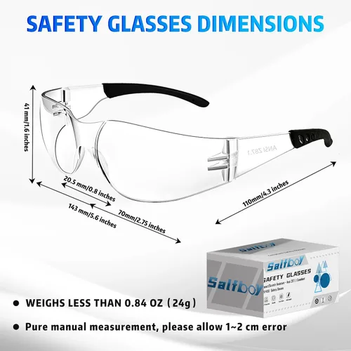 Miniatura 2 de Salfboy Gafas de Seguridad Ansi Z87.1 Gafas de Seguridad Transparentes a Granel Lentes Resistente al Impacto Gafas Protectoras para Hombres