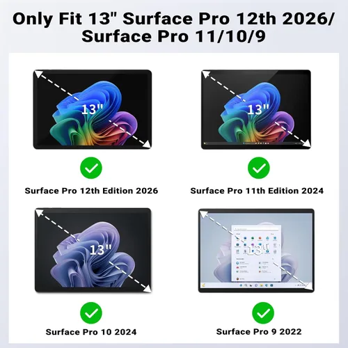 Miniatura 2 de MoKo Funda compatible con Microsoft Surface Pro 11, Surface Pro 10, Surface Pro 9 de 13 pulgadas, funda protectora resistente todo en uno con correa
