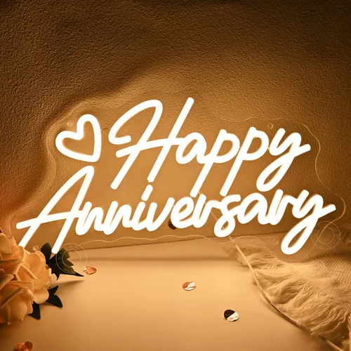Miniatura 10 de SYLHOME Letrero de luz LED de neón con texto en inglés «Happy Birthday» para fiesta de cumpleaños, dormitorio, decoración de pared, pancarta, bar