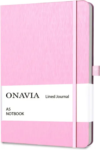 Miniatura 14 de ONAVIA Cuaderno rayado A5, cuaderno de notas con rayas universitarias de 7mm, diario para escribir, trabajo, escuela, viajes y toma de notas, tapa