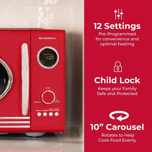 Miniatura 6 de Nostalgia Cafetera programable retro de 12 tazas con horno microondas - rojo