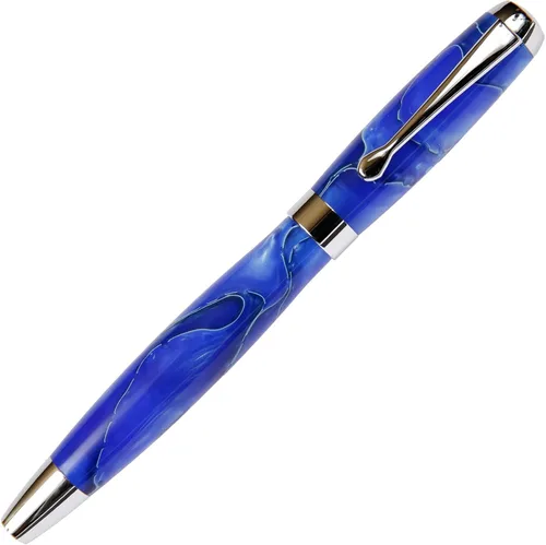 Miniatura 3 de Pluma estilográfica Toscana, cuerpo brillante marmoleado azul y perla