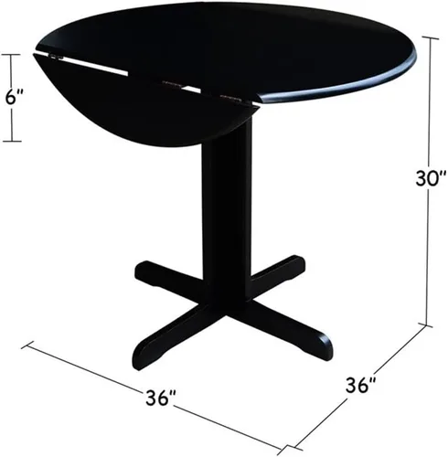 Miniatura 2 de International Concepts - Mesa de comedor de doble hoja caída, 36 pulgadas, color negro
