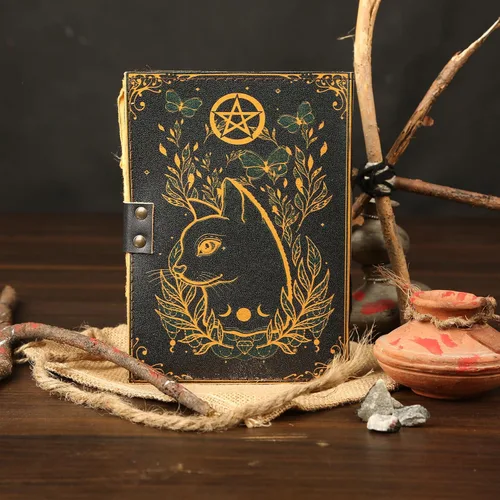Miniatura 6 de Diario en Blanco Libro de Hechizos Diario de las Sombras Pequeña Bruja Gato Impreso Suministros de Brujería Cuaderno de Wicca Hecho a Mano Papel