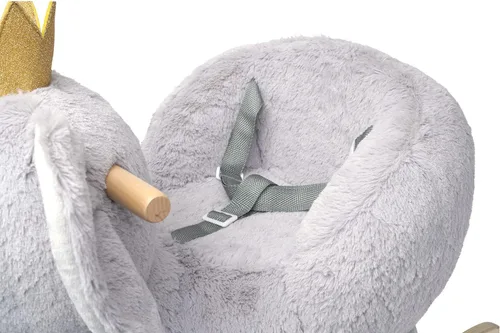 Miniatura 5 de Manhattan Toy Juguete mecedor de madera de elefante de peluche con corona, cinturón de seguridad ajustable y empuñaduras de madera grandes
