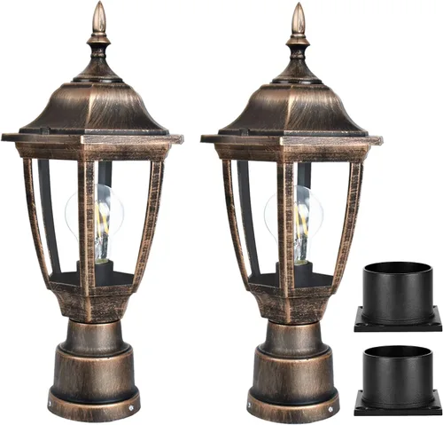 FUDESY Luces de poste para exteriores, lámpara exterior eléctrica con base de montaje en muelle, bombilla LED incluida, materiales plásticos