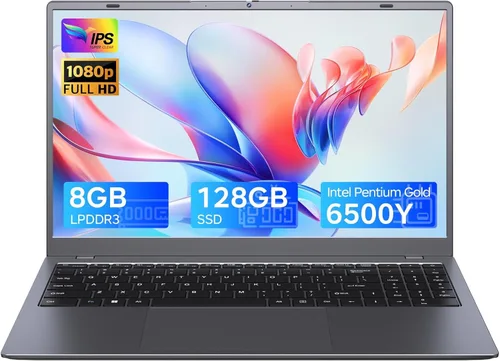 Laptop de 15.6 pulgadas con Pentium Gold 6500Y (hasta 3.4 GHz), 8 GB de RAM 128 GB SSD, 1080P Full HD, USB-C, WiFi 5, BT5.0, computadoras portátiles