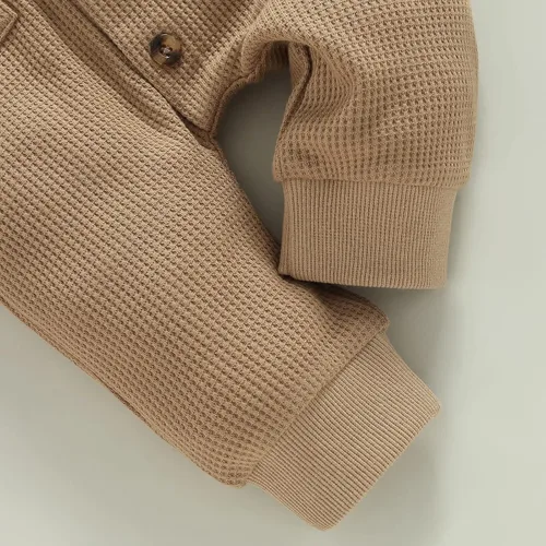 Miniatura 7 de Mubineo Mameluco de manga corta con botones lisos, básicos, para el verano, otoño