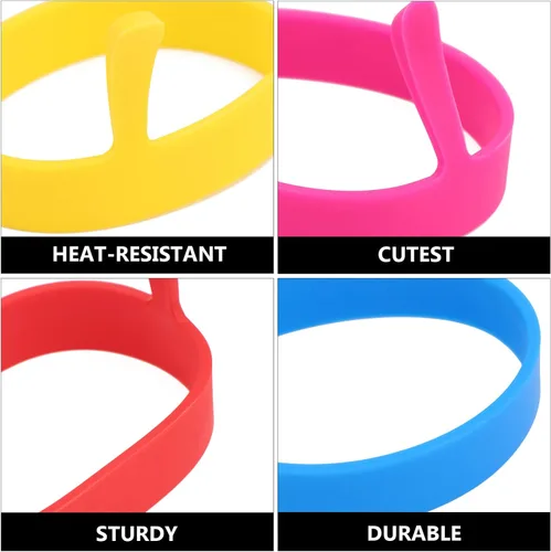 Miniatura 7 de Paquete de 4 anillos de silicona para huevos, anillos de huevo antiadherentes, moldes para cocinar, anillos perfectos para huevos fritos