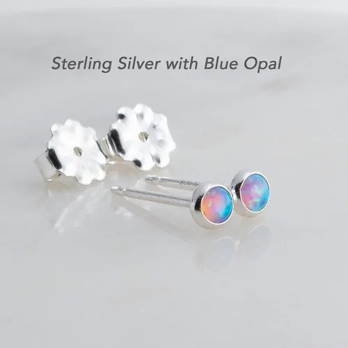 Miniatura 29 de Aretes pequeños de plata de ley para cartílago, tragus, hélix, múltiples piercings hipoalergénicos, piedra natal para mujer, juego de bisel