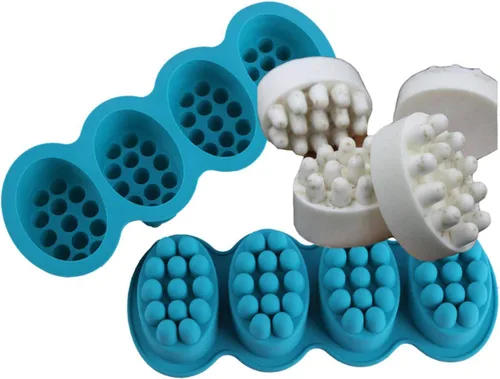 Miniatura 6 de 2 moldes de jabón de barra de masaje 3D, 4 cavidades, moldes de jabón de silicona de 4.5 onzas para hacer jabón de bricolaje, chocolate, arcilla