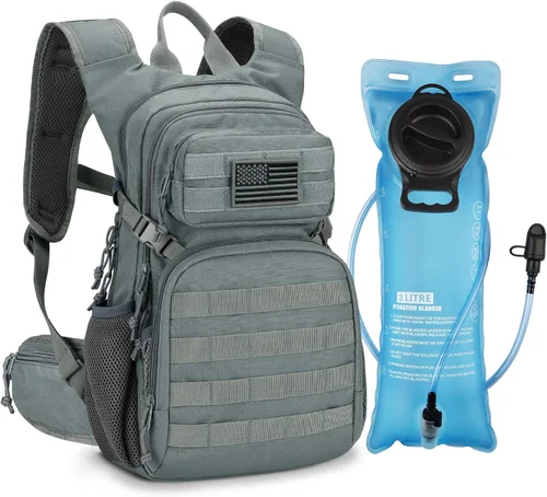 Miniatura 9 de CVLIFE Mochila táctica de hidratación con vejiga de agua de TPU de 3 L, mochila de senderismo de 22 L para hombres y mujeres, mochila de agua Molle