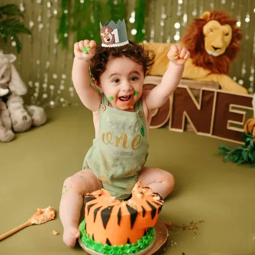 Miniatura 4 de Wild One - Corona de cumpleaños – Decoraciones de fiesta de bosque, traje de primer cumpleaños para niño/niña, accesorio de fotos para baby shower