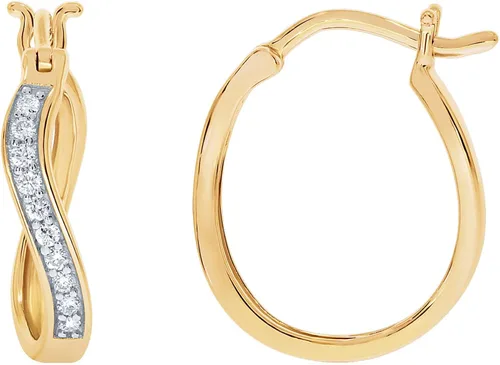 La Joya Pendientes de aro de diamantes cultivados en laboratorio de eternidad de 16-14 quilates para mujer chapados en oro amarillo o blanco rodiado