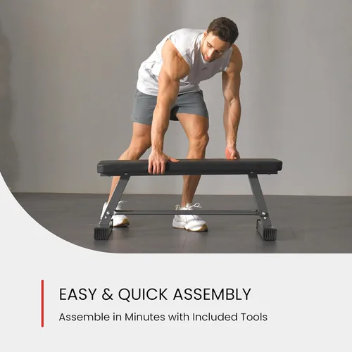 Miniatura 7 de FF Finer Form Banco de Pesos Plano Esencial para Tu Gimnasio en Casa – Banco de Entrenamiento de Alta Resistencia para Prensa de Banco, Empujes
