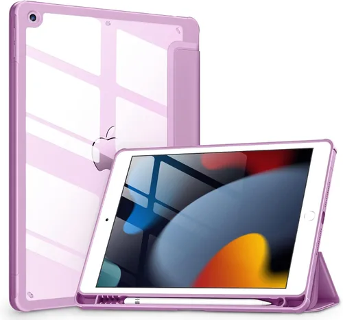 VIKESI - Funda para iPad de 9ª / 8ª / 7ª generación de 10.2 pulgadas (lanzada en 2021/2020/2019), parte trasera transparente, cubierta de marco de