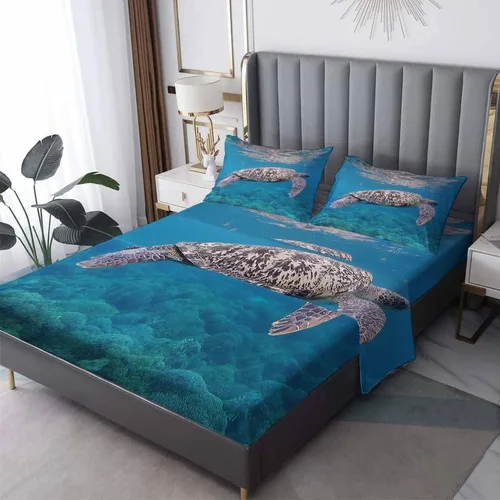 Miniatura 11 de Goldfish Sábanas tamaño individual, sábanas de cama de peces, microfibra suave, bolsillo profundo, sábanas y fundas de almohada estampadas sin