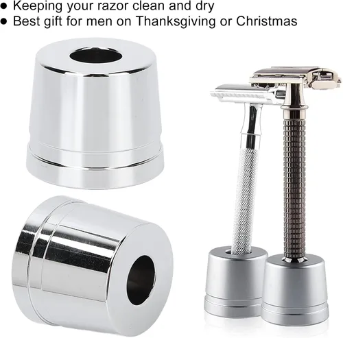 Miniatura 2 de Soporte multiusos, soporte para afeitadora de metal plateado, base de pedestal, tamaño compacto, regalo para hombres
