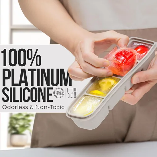Miniatura 4 de Bandeja de silicona para congelador con tapa, 100% silicona platino de grado alimenticio, resistencia a fugas y apta para lavavajillas para 4
