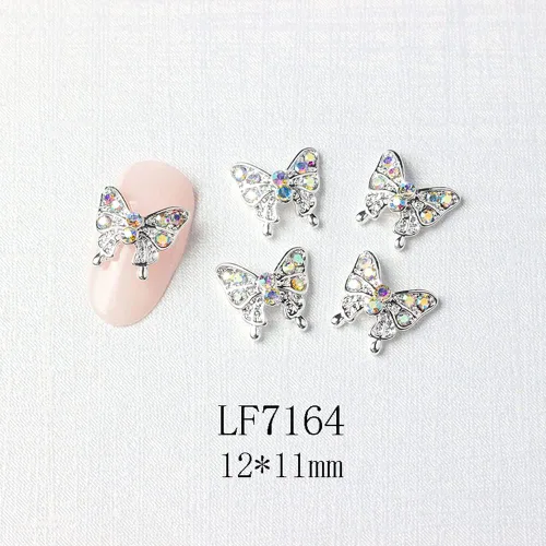 Miniatura 3 de 22 dijes de mariposa 3D para uñas, cristales, diamantes de imitación, aleación de metal, oro y plata, diseño de gemas para mujer, decoración