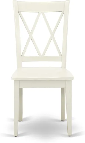 Miniatura 4 de East West Furniture CLC-LWH-W Clarksville - Sillas de comedor con respaldo cruzado doble, juego de 2, color blanco lino