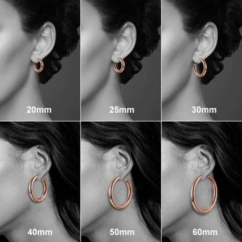 Miniatura 2 de Aretes de aro para mujer, chapados en oro de 14 quilates, ligeros y gruesos, abiertos, de acero inoxidable quirúrgico 316L, con postes gruesos