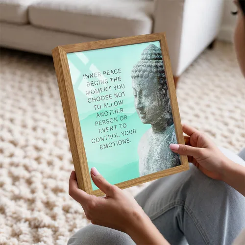 Miniatura 3 de Impresión artística de estatua de Buda del budismo ENMARCADA - Decoración de pared con cita zen inspiradora y motivacional para baño, hogar