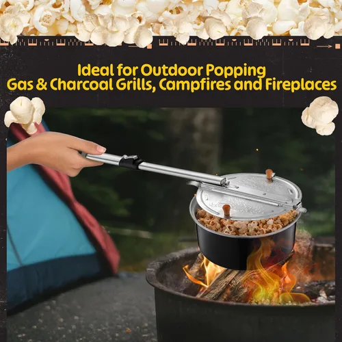 Miniatura 2 de Great Northern Popcorn - Máquina para hacer palomitas de maíz con mango telescópico, equipo ligero para acampar y hoguera abierta o equipo de cocina