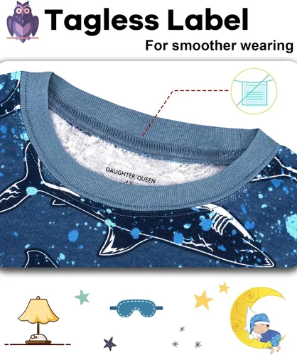 Miniatura 2 de DAUGHTER QUEEN Pijama para niños de 4 piezas, 100% algodón, talla 18 meses a 12 años