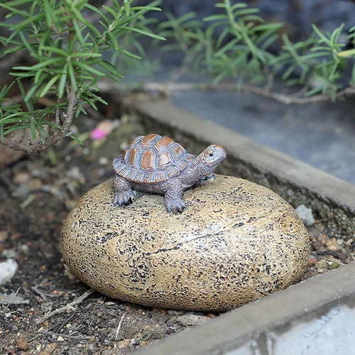 Miniatura 3 de Ocultar una llave de repuesto para exteriores, impermeable, falsa roca con llave de tortuga, caja de almacenamiento segura para exteriores